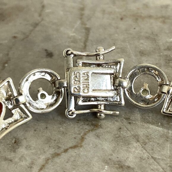 Ross-Simons Sterling Silver 925 Multi Gemstone Geometric Link Tennis Bracelet - Picture 8 of 16